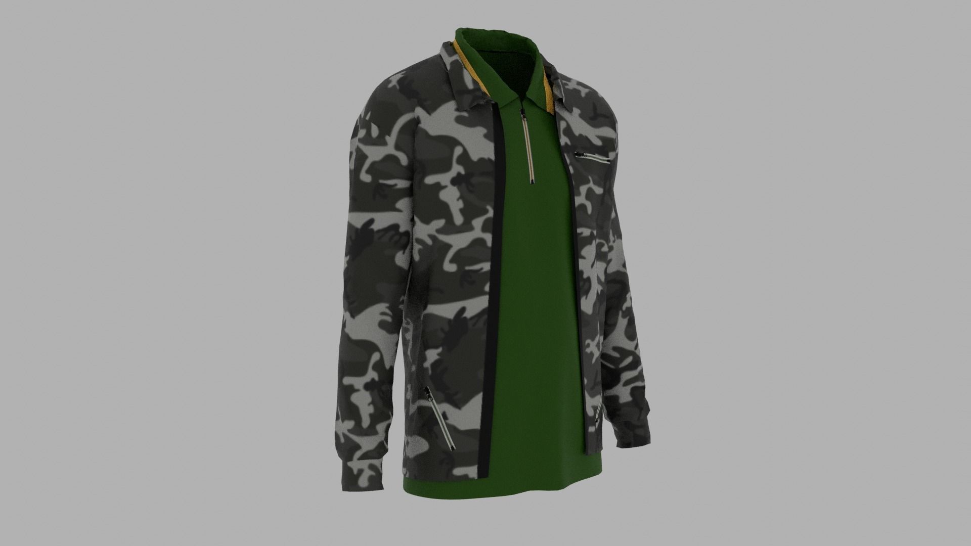 Jacket - T-shirt Low-poly 3D model_2