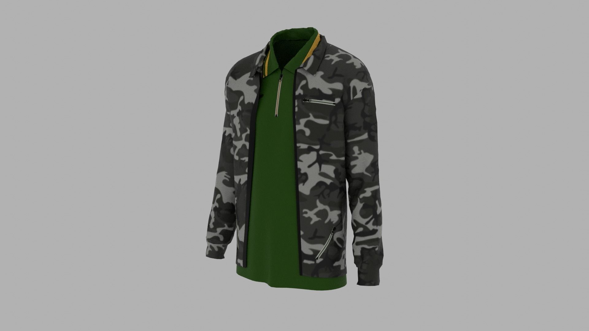 Jacket - T-shirt Low-poly 3D model_1