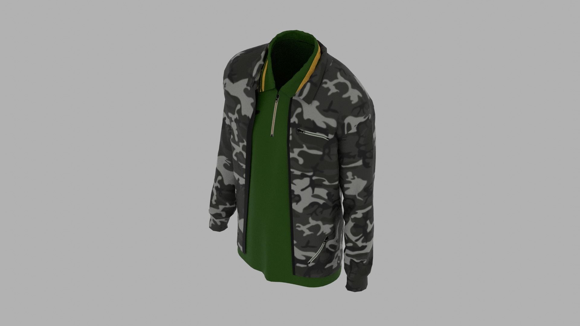 Jacket - T-shirt Low-poly 3D model_5