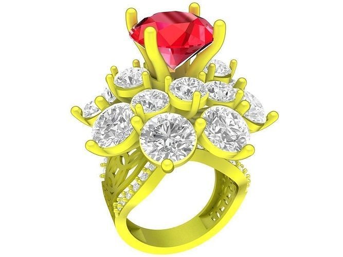 luxury SaiGon diamond flower women ring 4310 3D print model