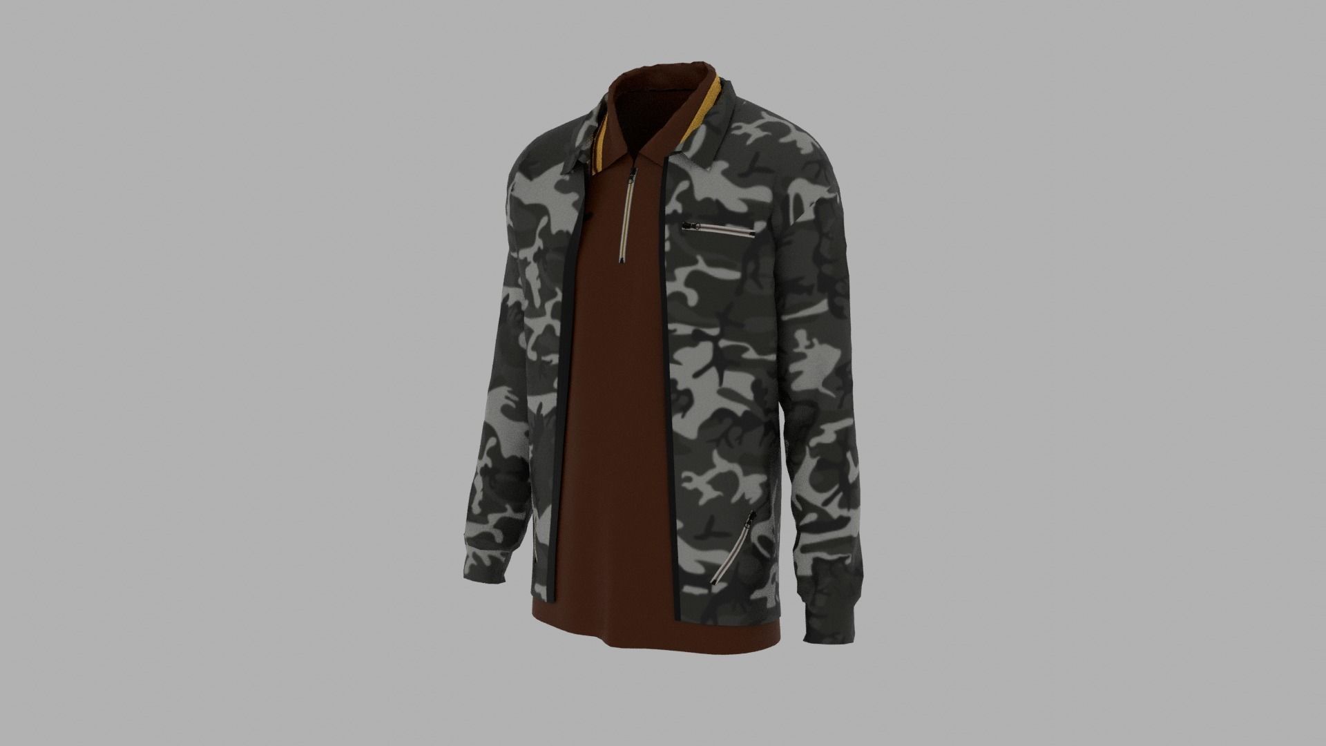 Jacket - T-shirt Low-poly 3D model_1