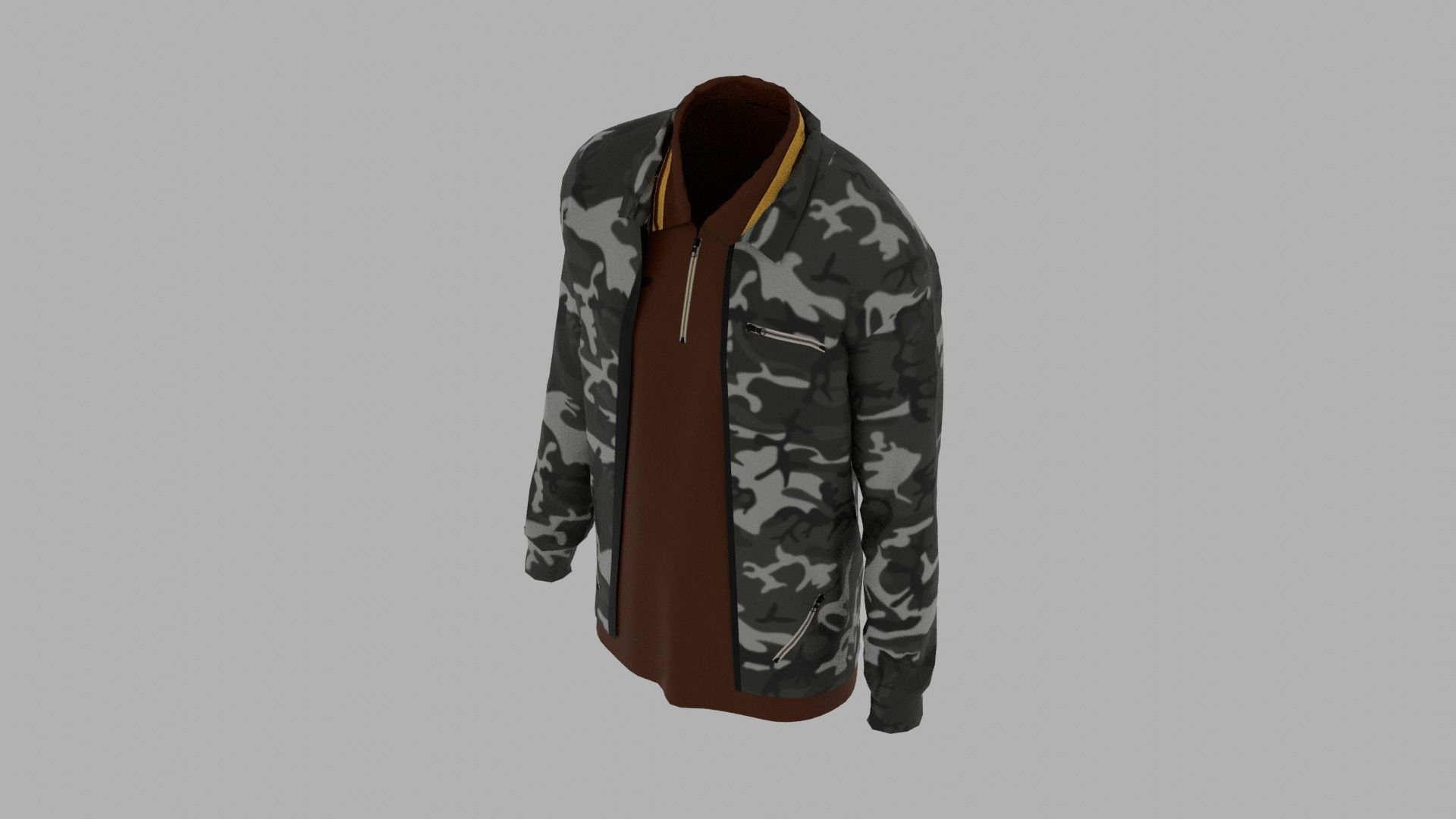 Jacket - T-shirt Low-poly 3D model_5