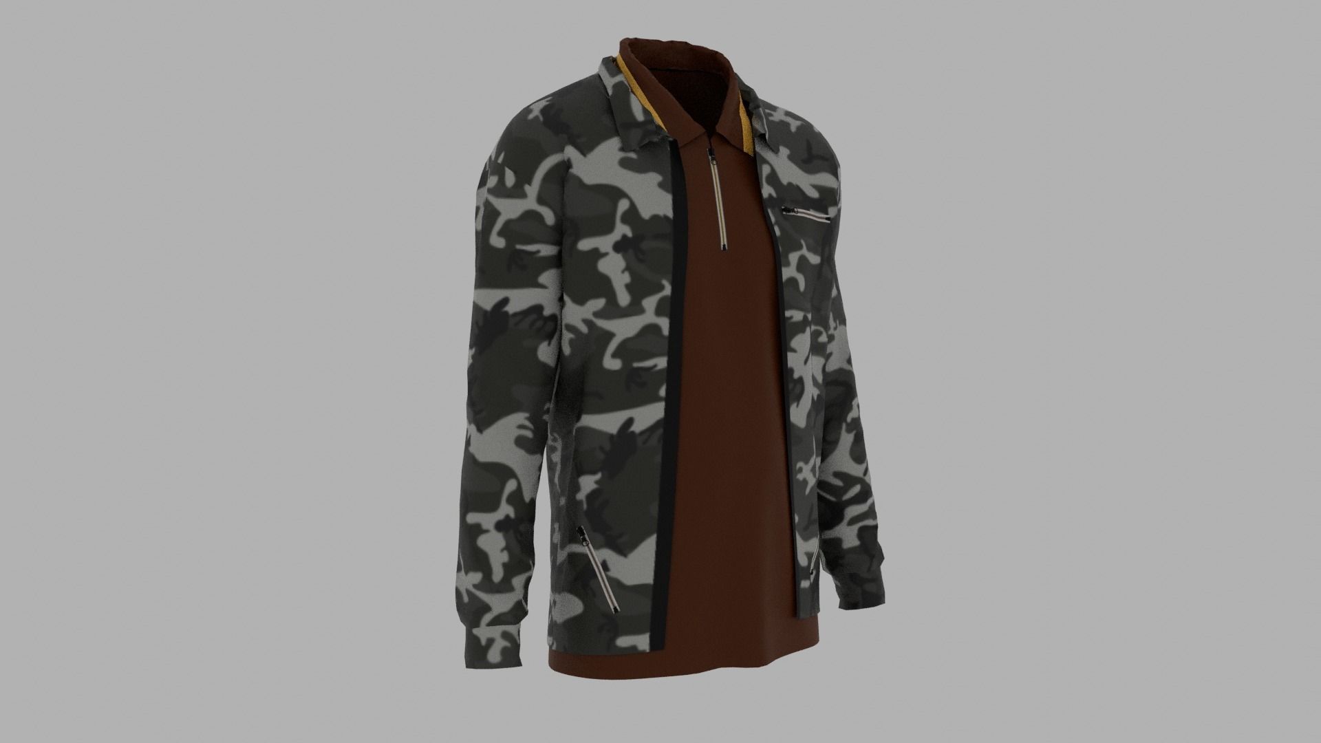 Jacket - T-shirt Low-poly 3D model_2