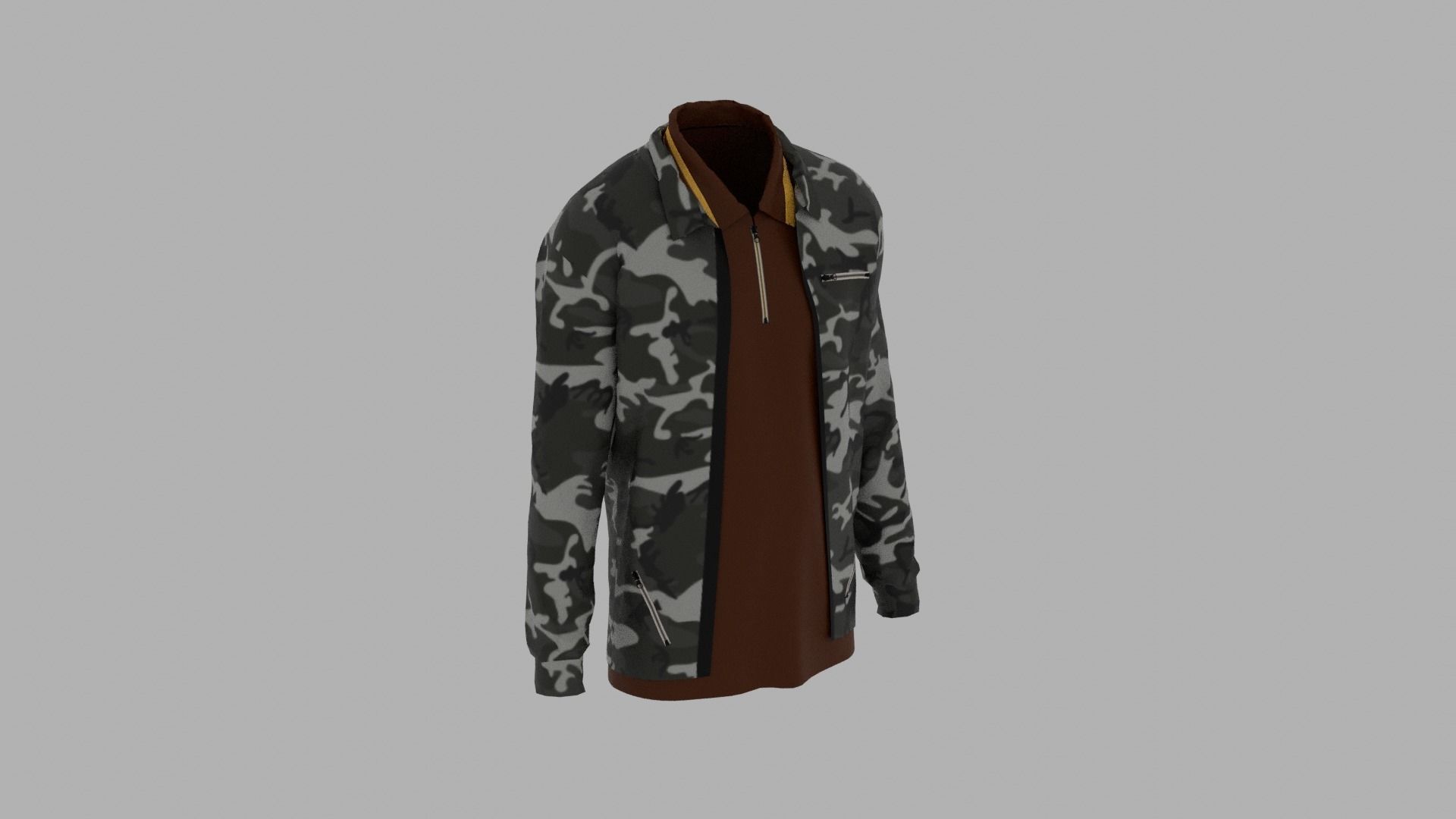 Jacket - T-shirt Low-poly 3D model_3