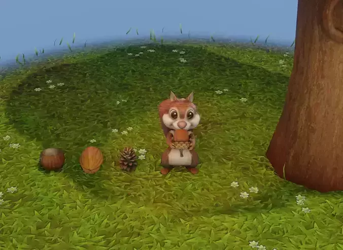 Cartoon Animated Squirrel with Props Collection 