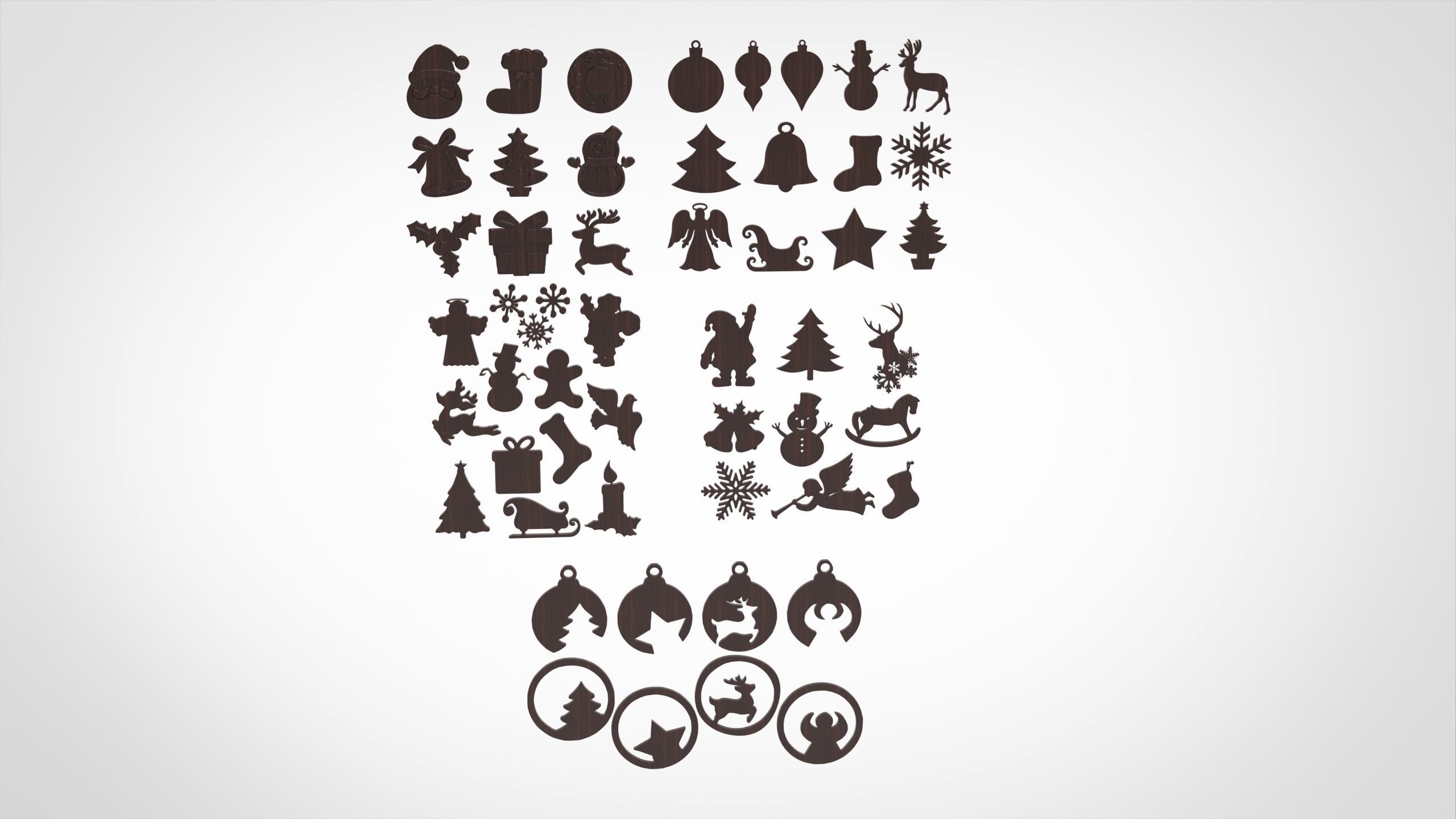 Christmas ornaments Pack of 51 STL file  3D print model_1