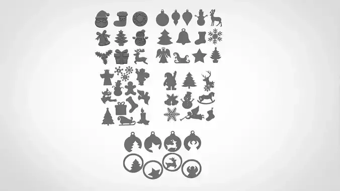 Christmas ornaments Pack of 51 STL file  3D print model
