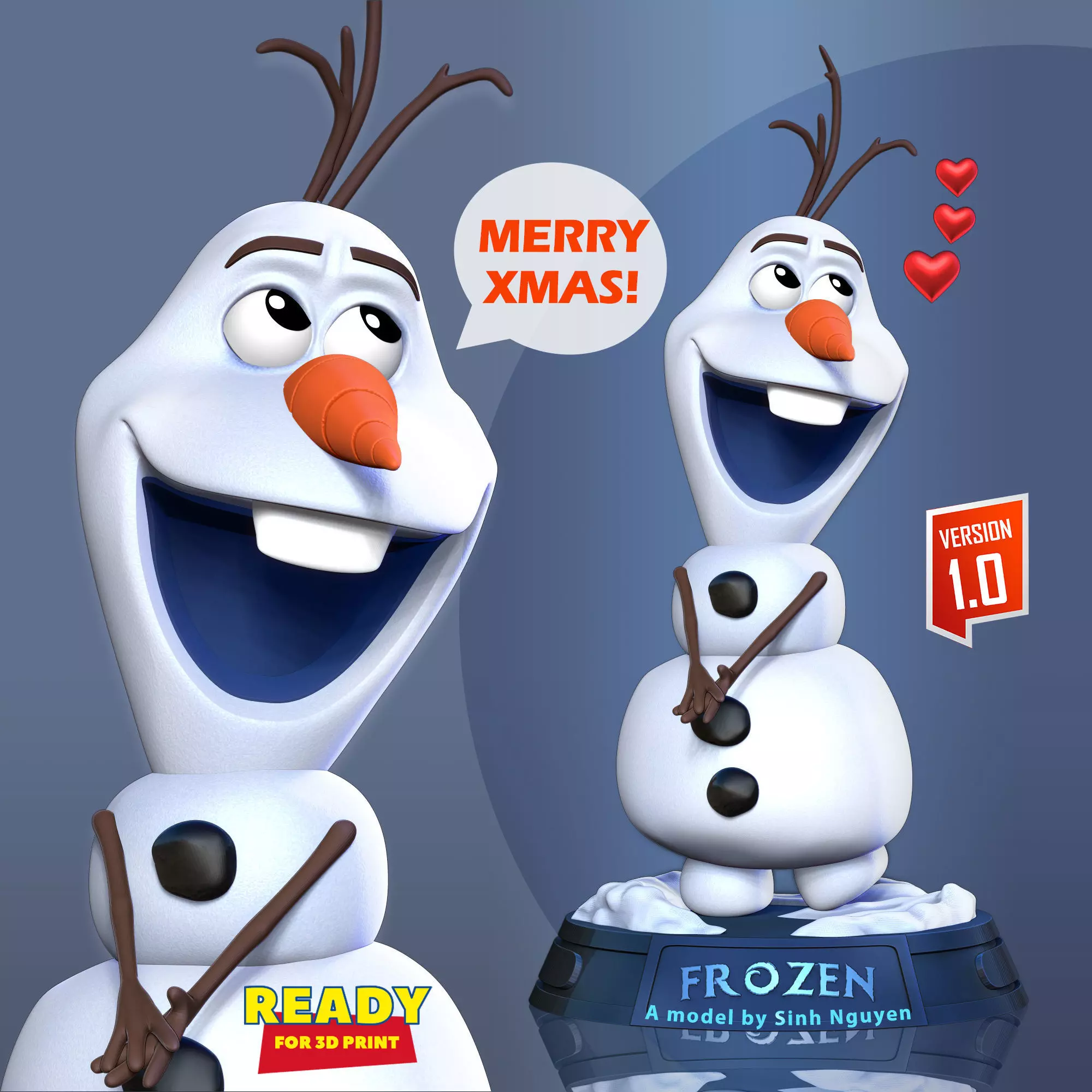 Olaf - Merry Christmas 3D print model_0