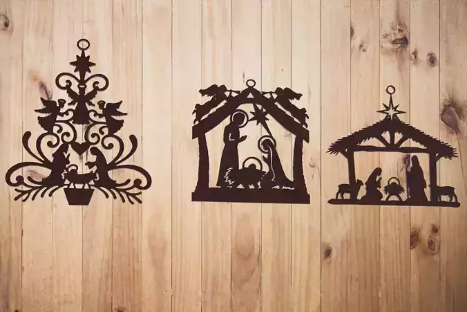 Christmas Holy Family ornaments Pack of 3  3D print model