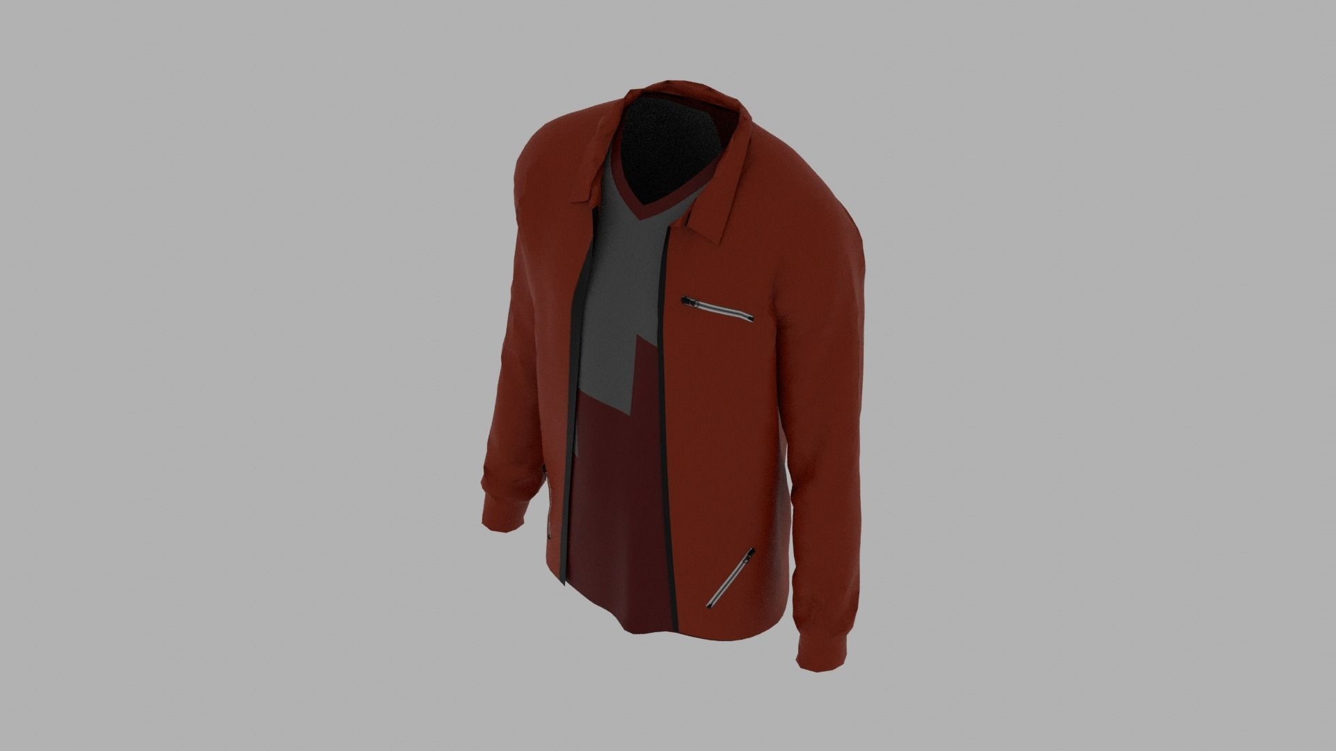 Jacket - T-shirt Low-poly 3D model_5