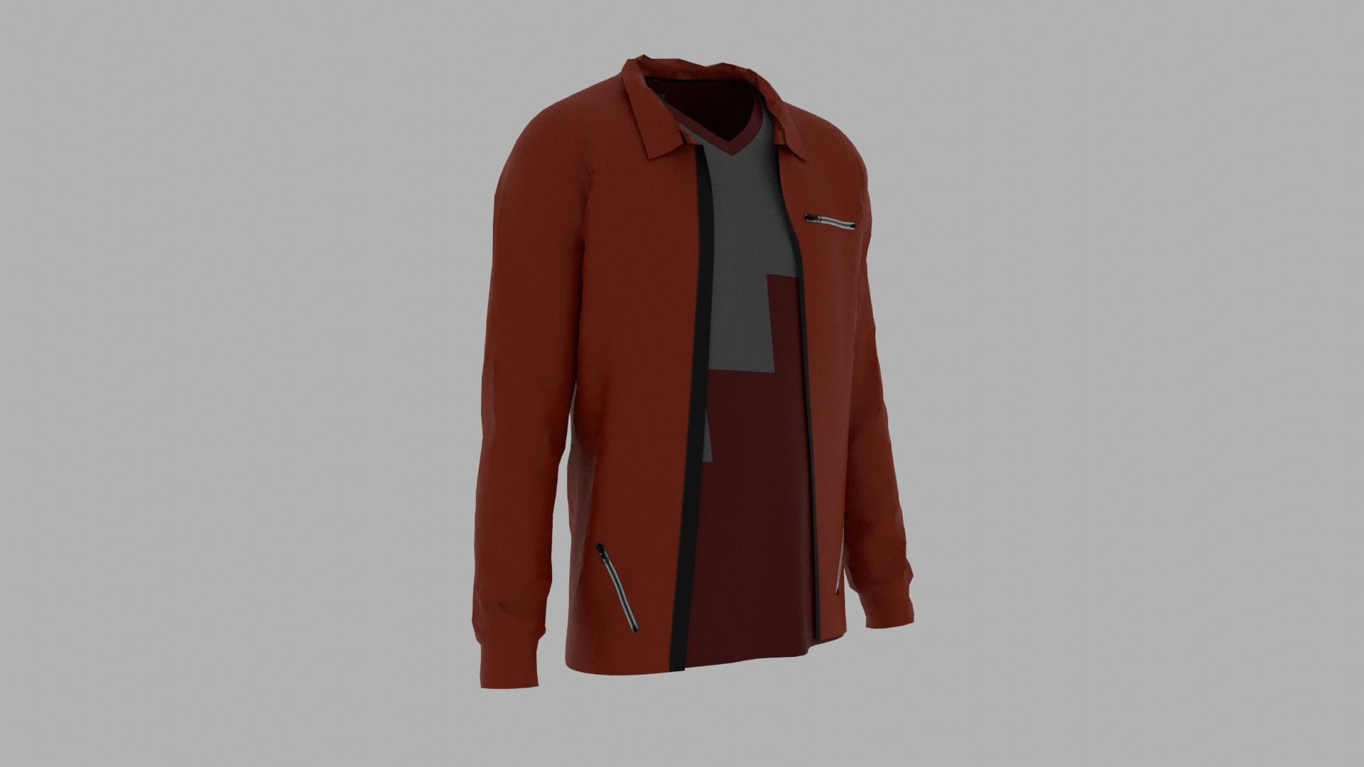 Jacket - T-shirt Low-poly 3D model_2