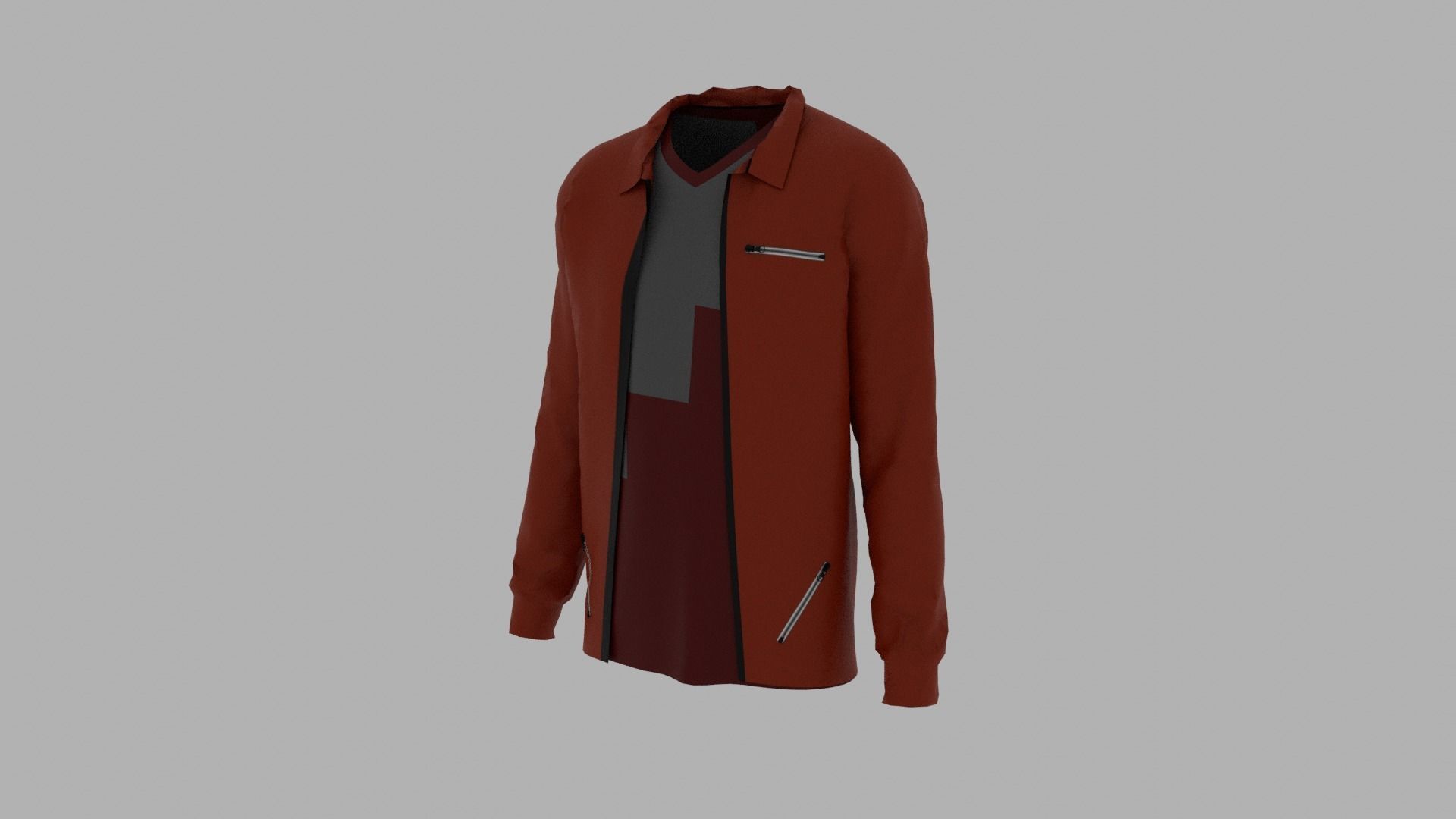 Jacket - T-shirt Low-poly 3D model_1