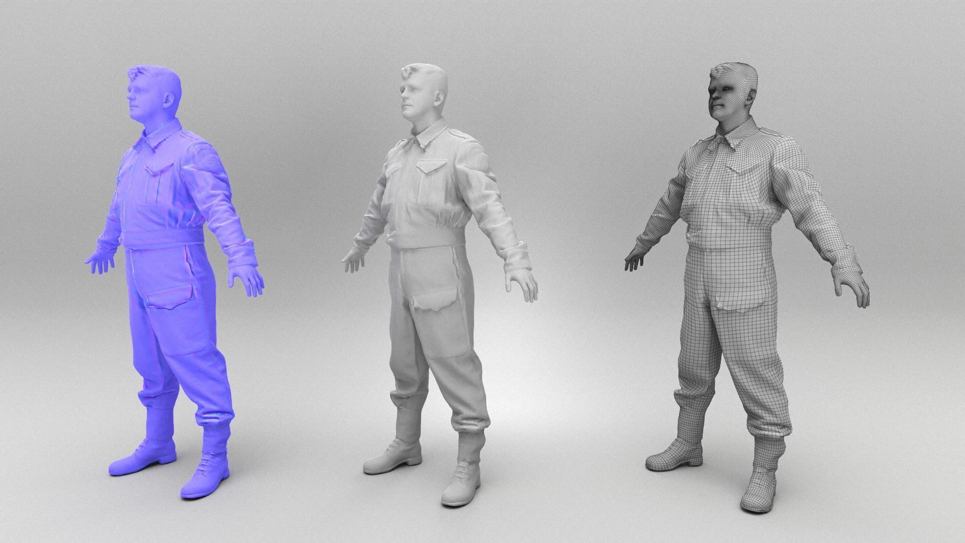 British soldier ready for animation 385 Low-poly 3D model_4