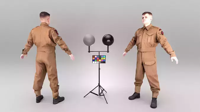 British soldier ready for animation 385 Low-poly 3D model