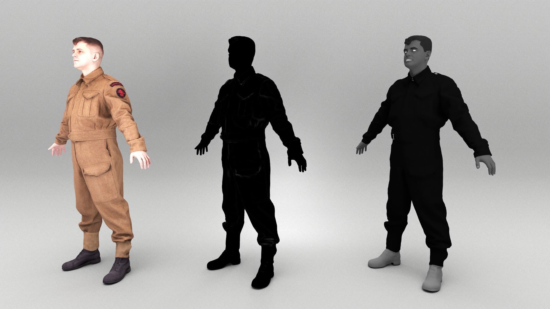 British soldier ready for animation 385 Low-poly 3D model_5