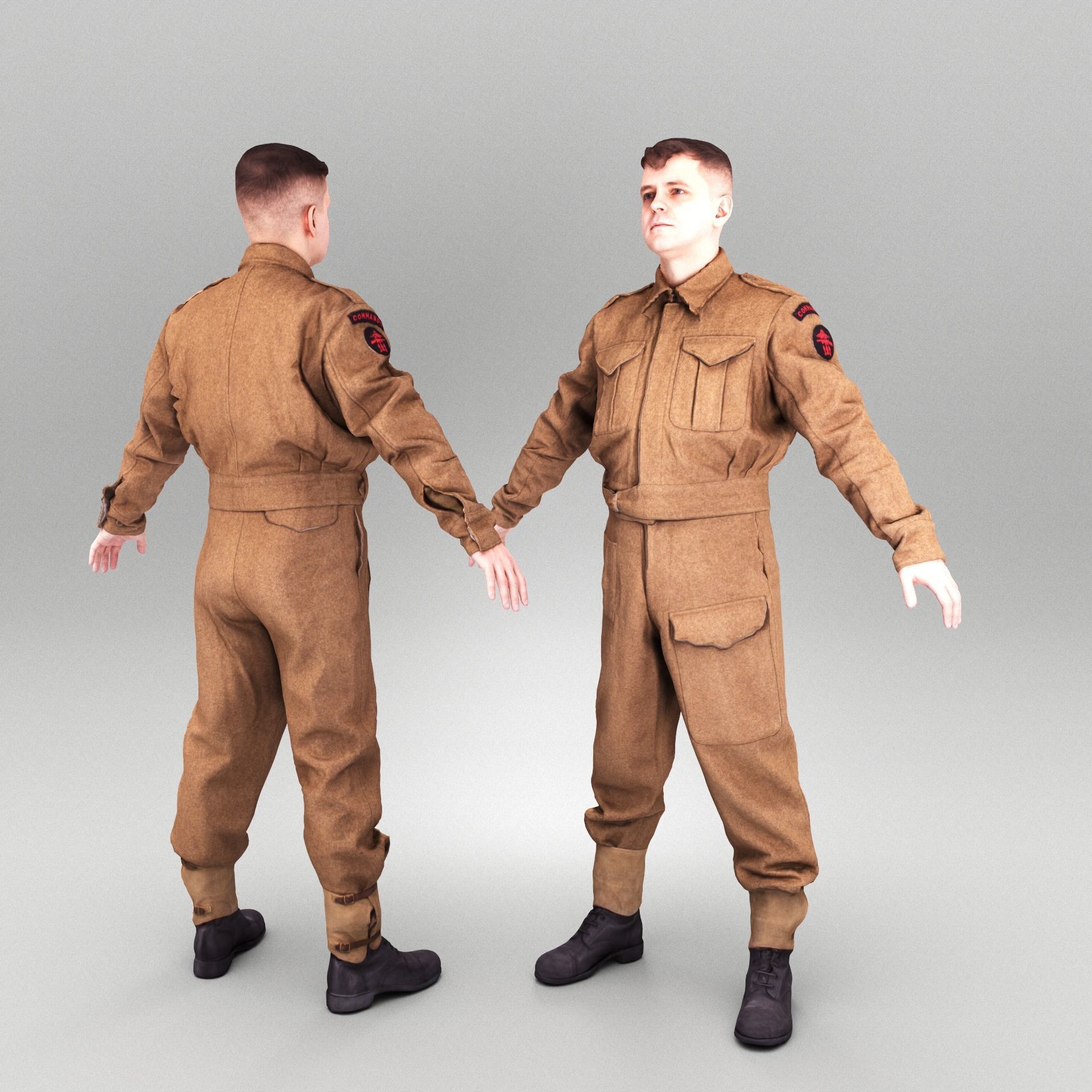 British soldier ready for animation 385 Low-poly 3D model_2