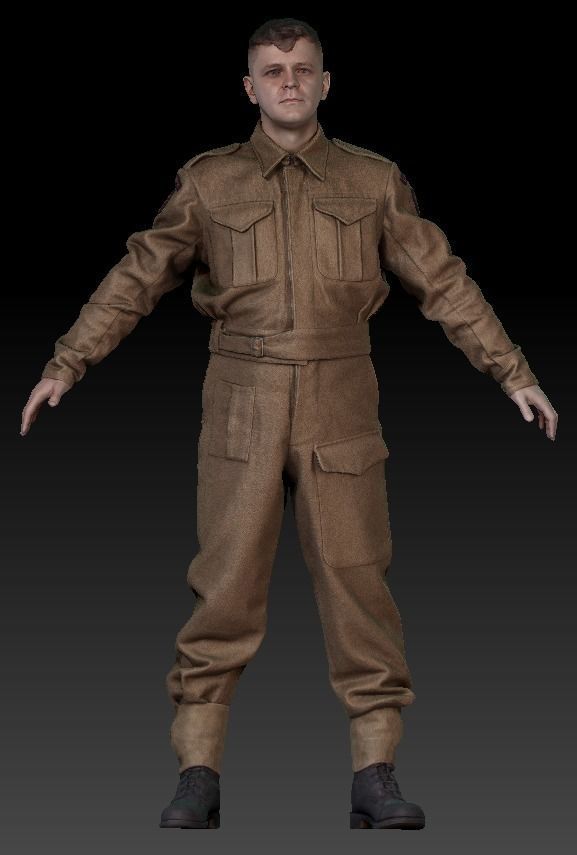 British soldier ready for animation 385 Low-poly 3D model_6