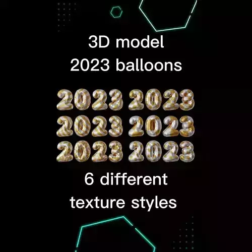 2023 balloons with 6 different texture styles