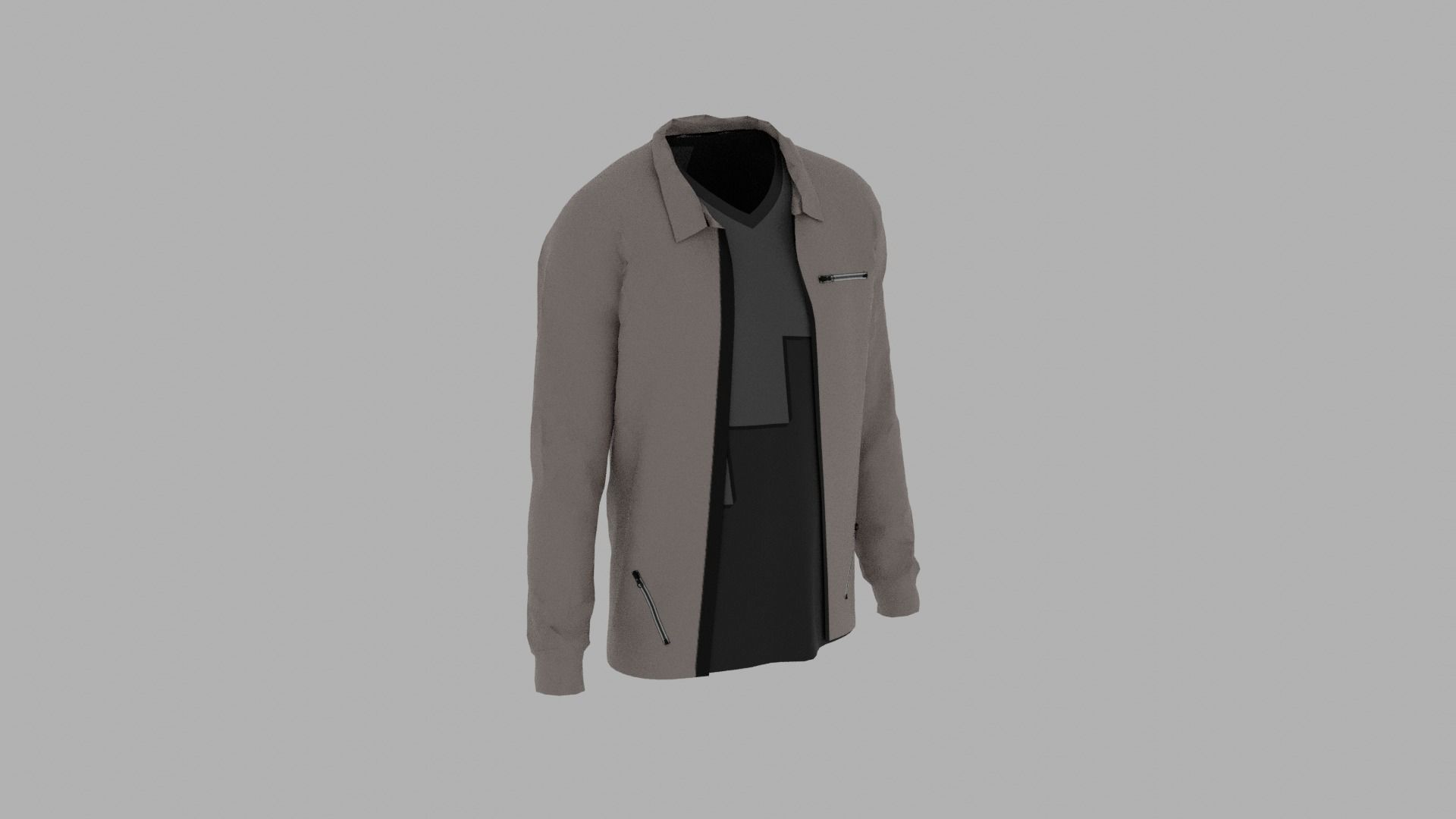 Jacket - T-shirt Low-poly 3D model_3