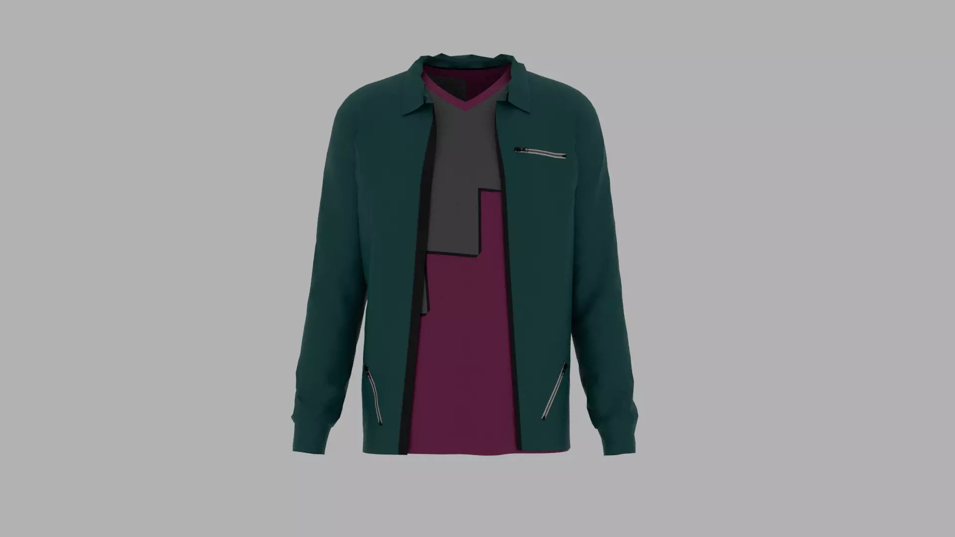 Jacket - T-shirt Low-poly 3D model_0