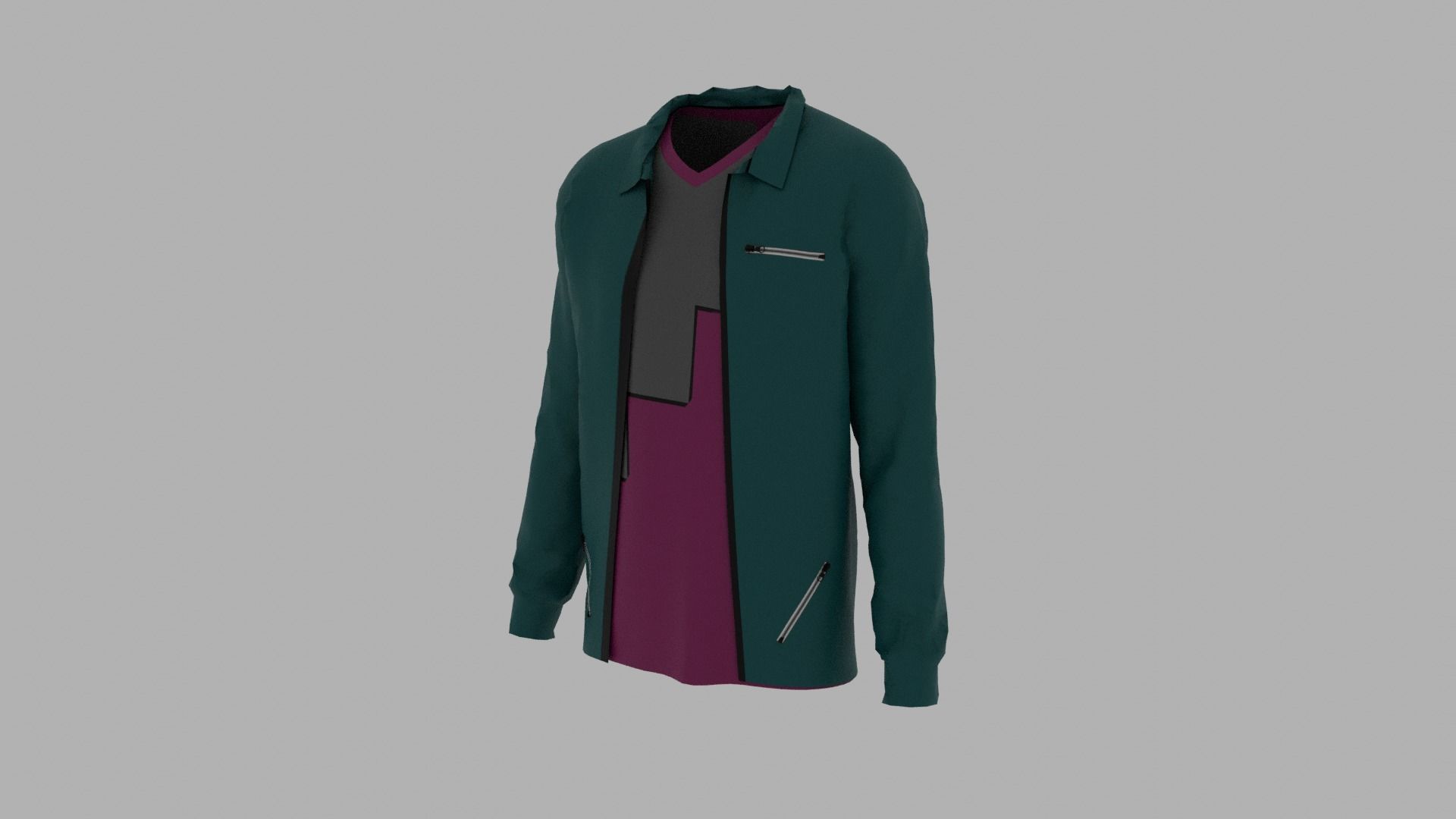 Jacket - T-shirt Low-poly 3D model_1
