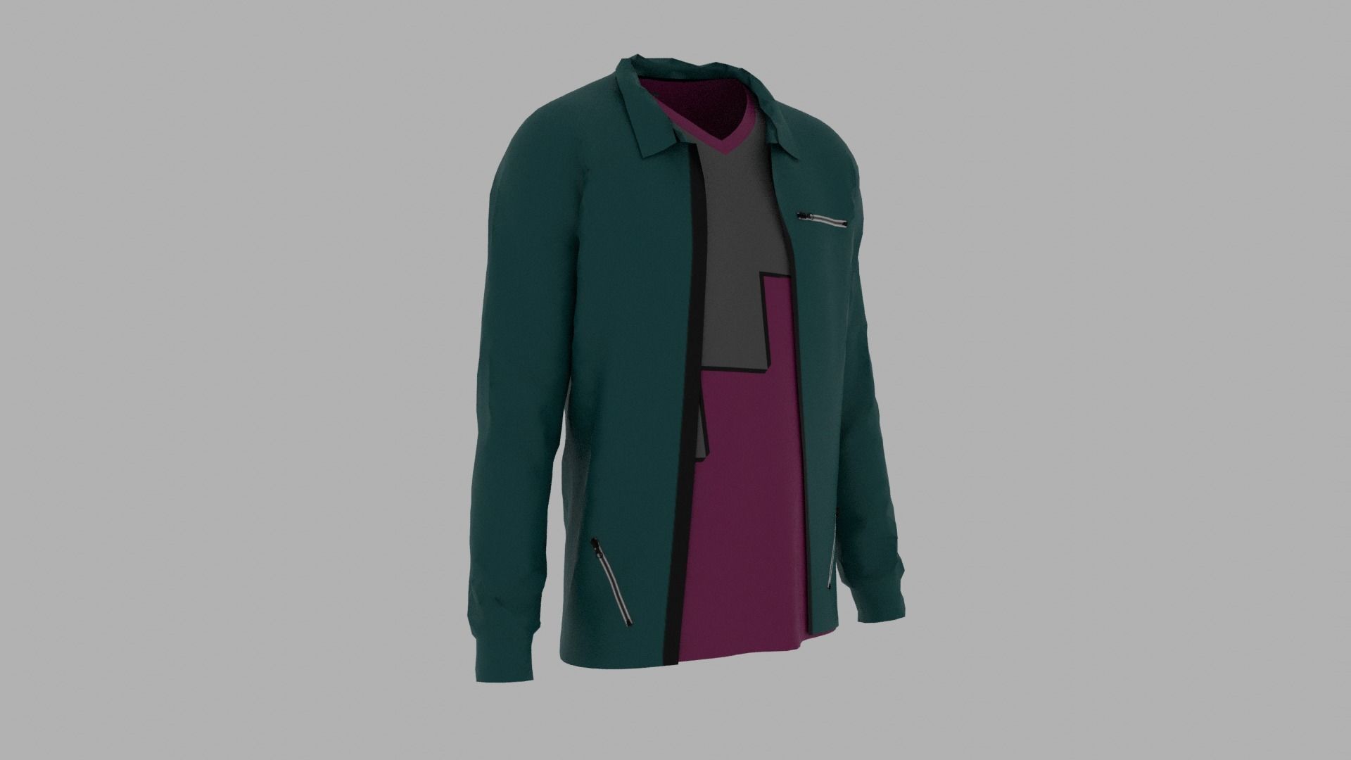 Jacket - T-shirt Low-poly 3D model_2