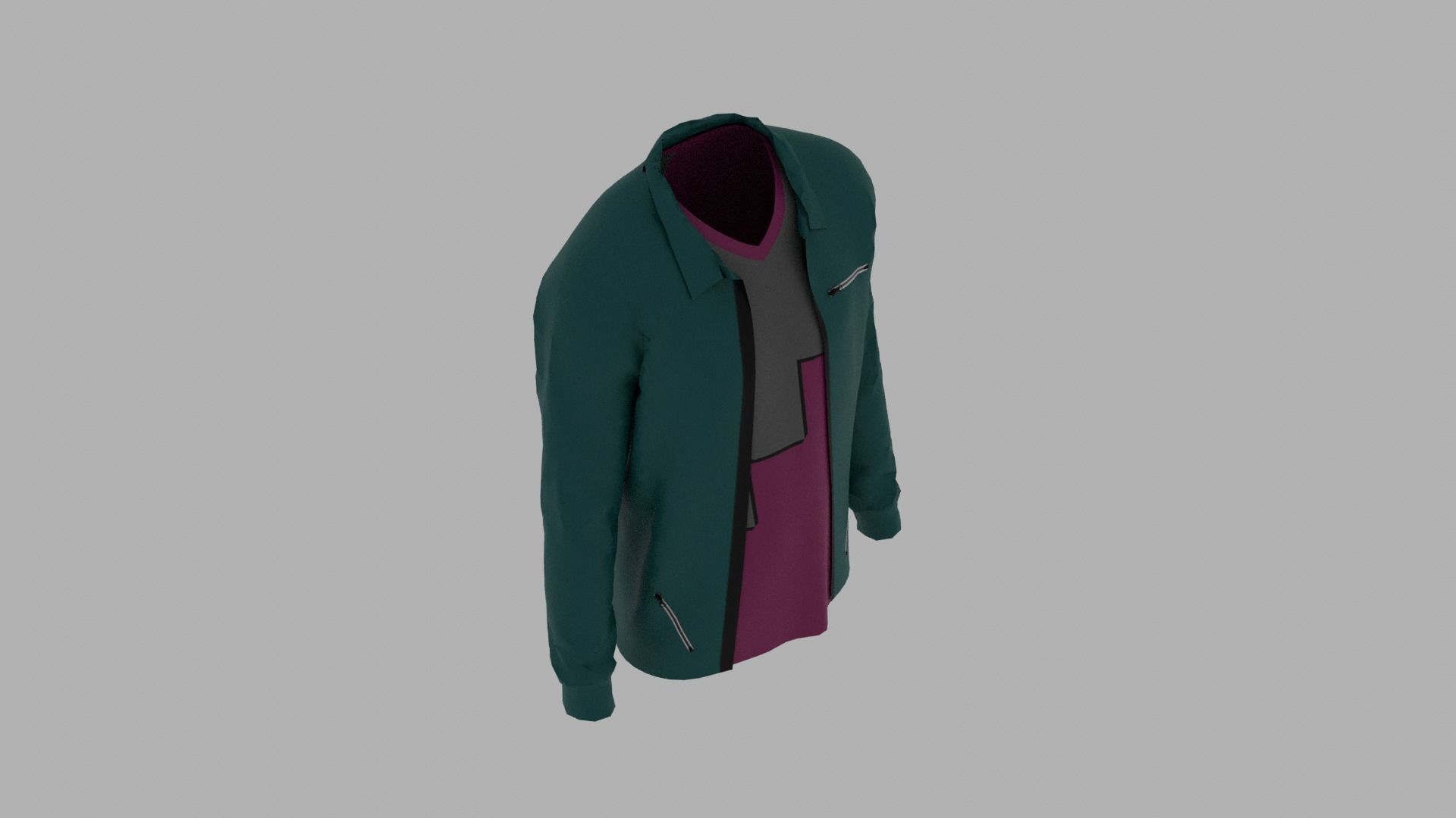Jacket - T-shirt Low-poly 3D model_6