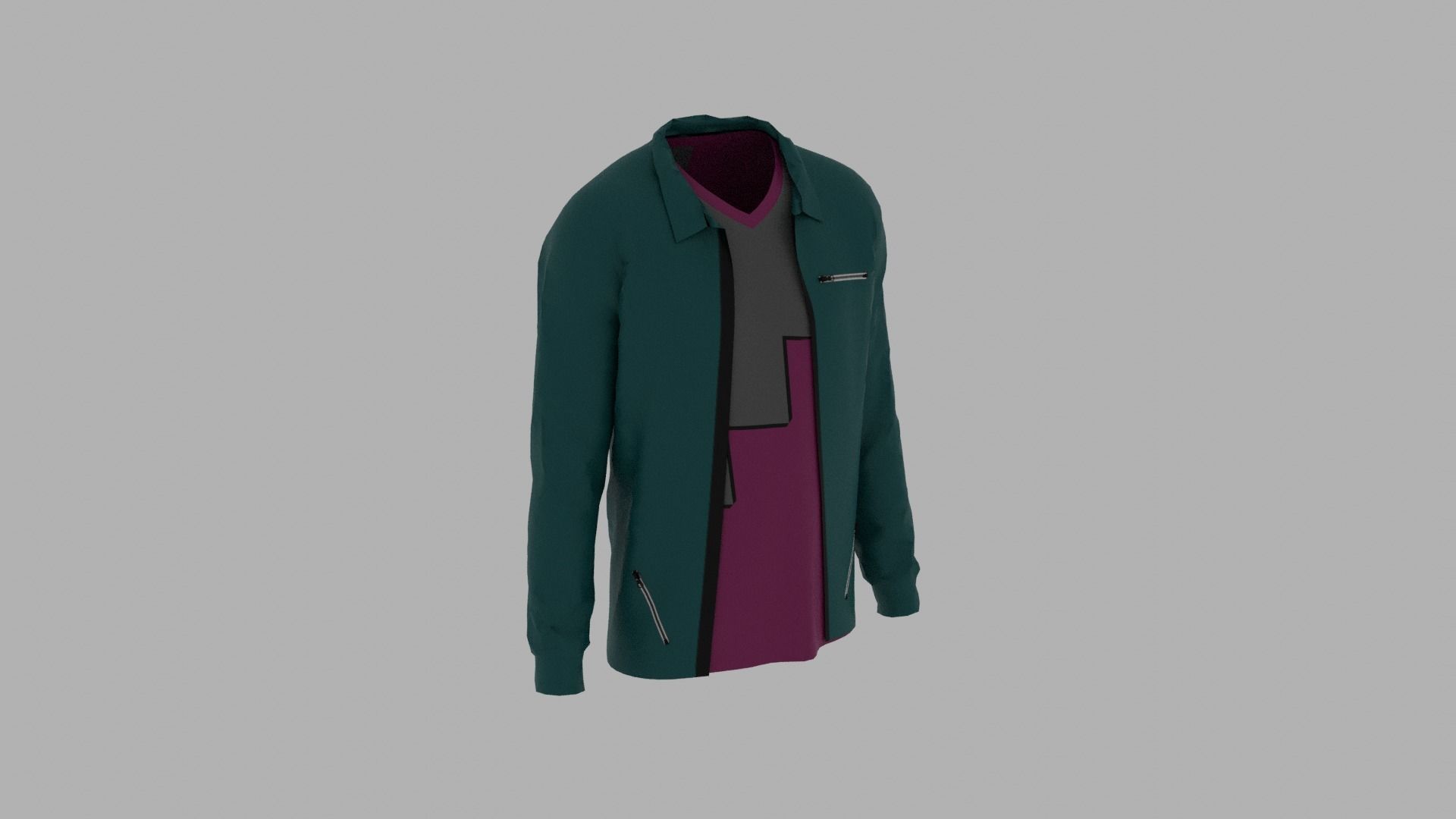 Jacket - T-shirt Low-poly 3D model_3