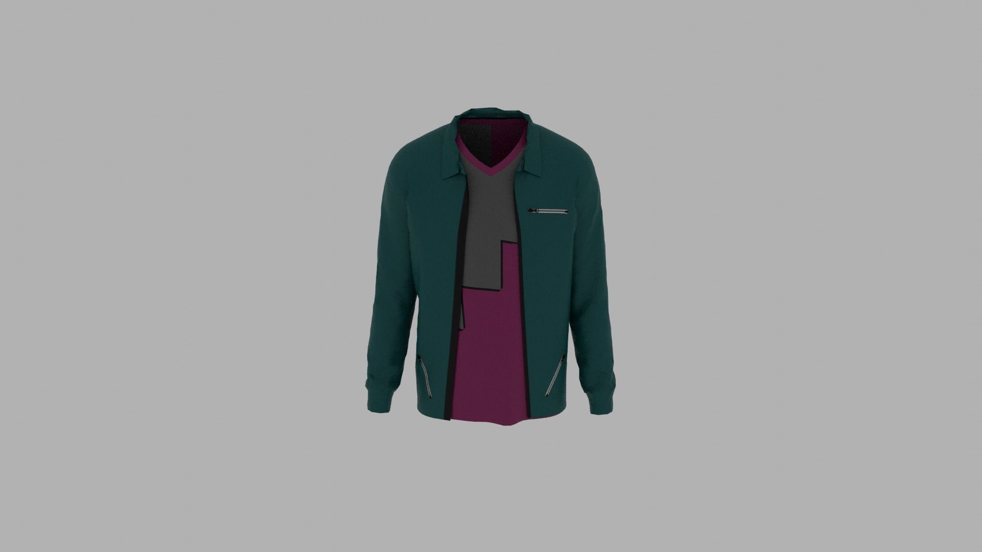 Jacket - T-shirt Low-poly 3D model_4