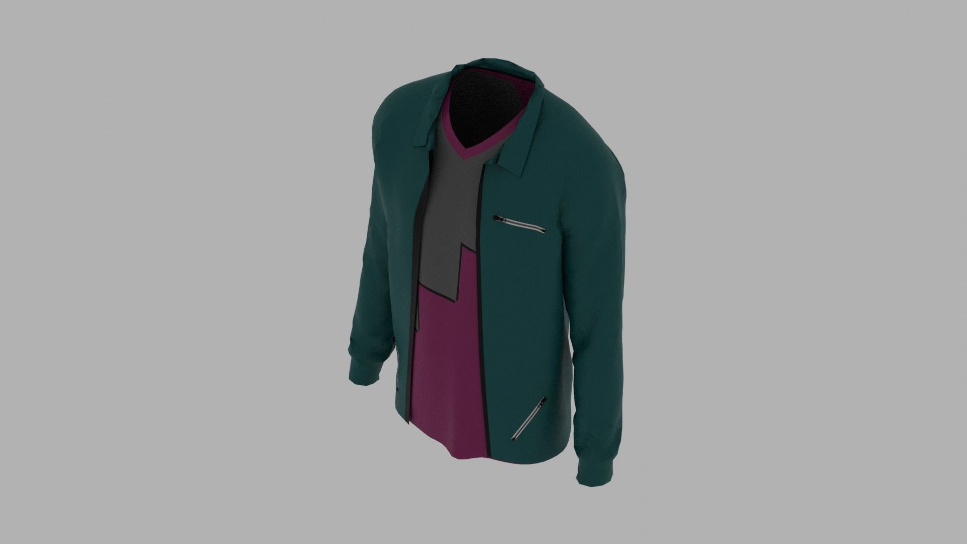Jacket - T-shirt Low-poly 3D model_5