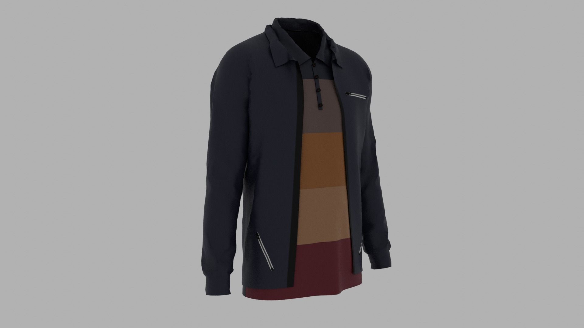 Jacket - T-shirt Low-poly 3D model_2