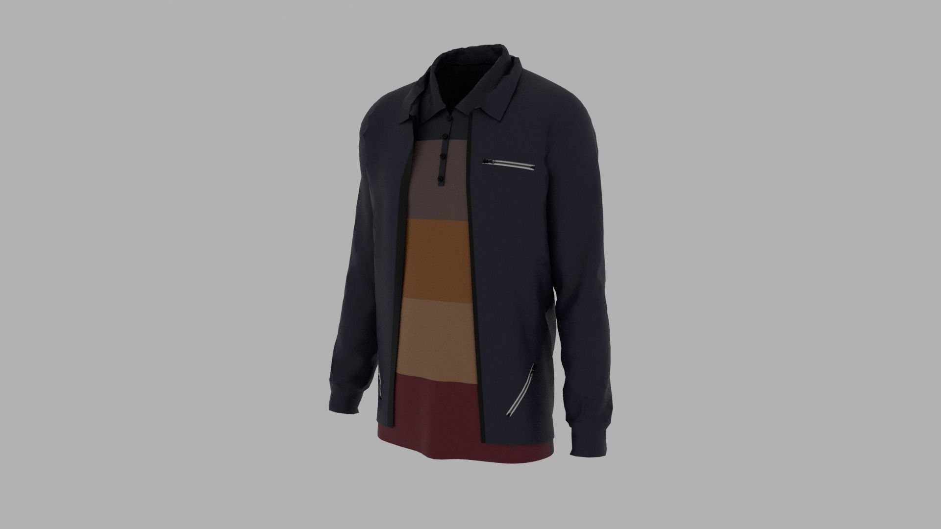 Jacket - T-shirt Low-poly 3D model_1