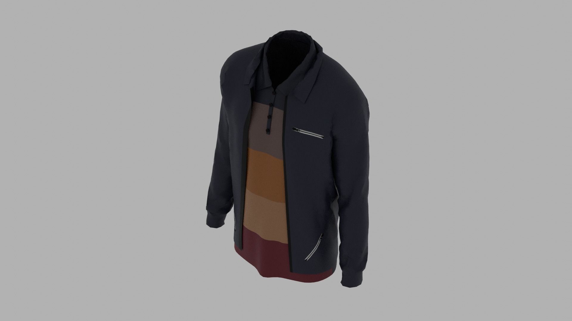 Jacket - T-shirt Low-poly 3D model_5