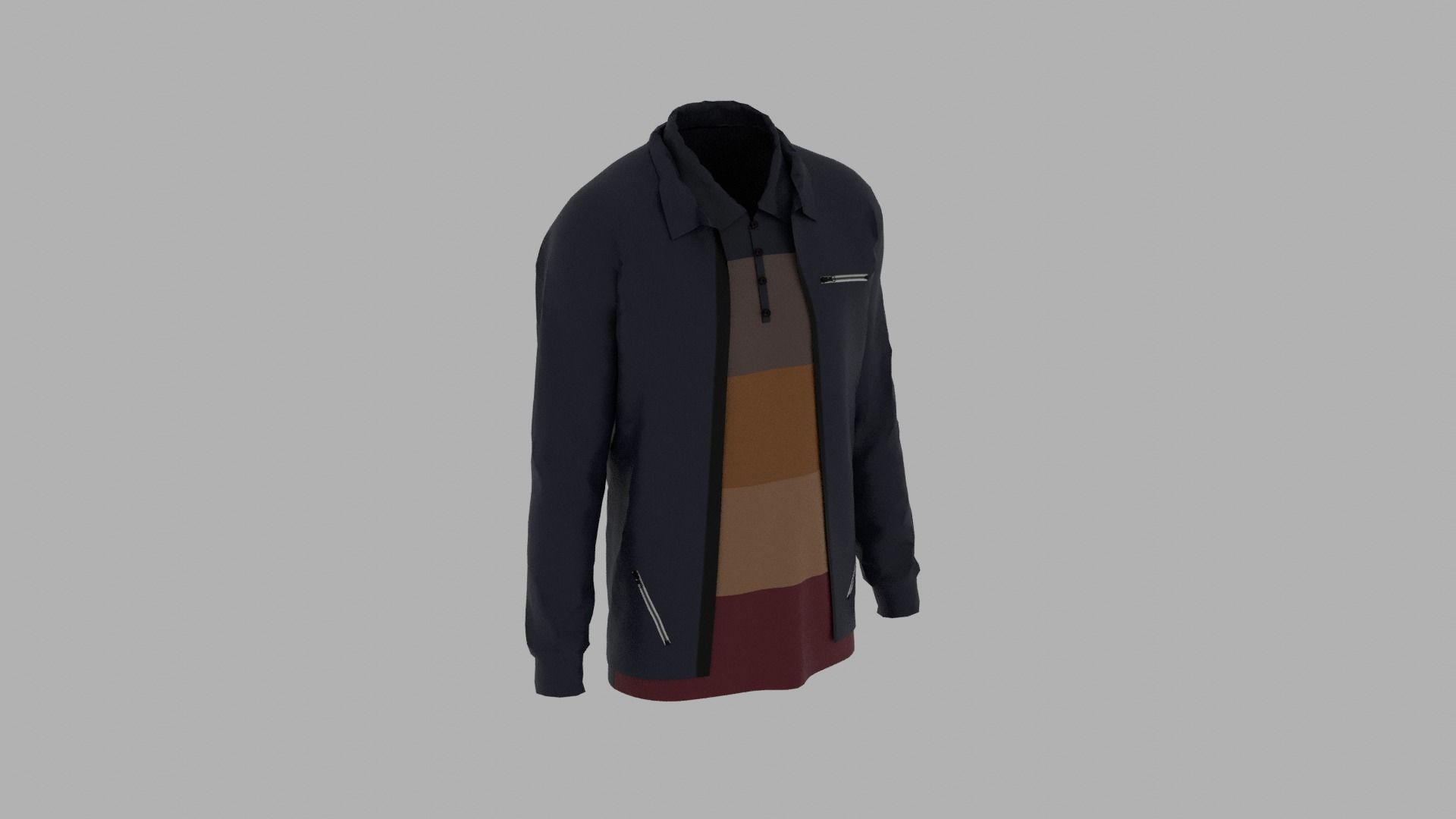 Jacket - T-shirt Low-poly 3D model_3