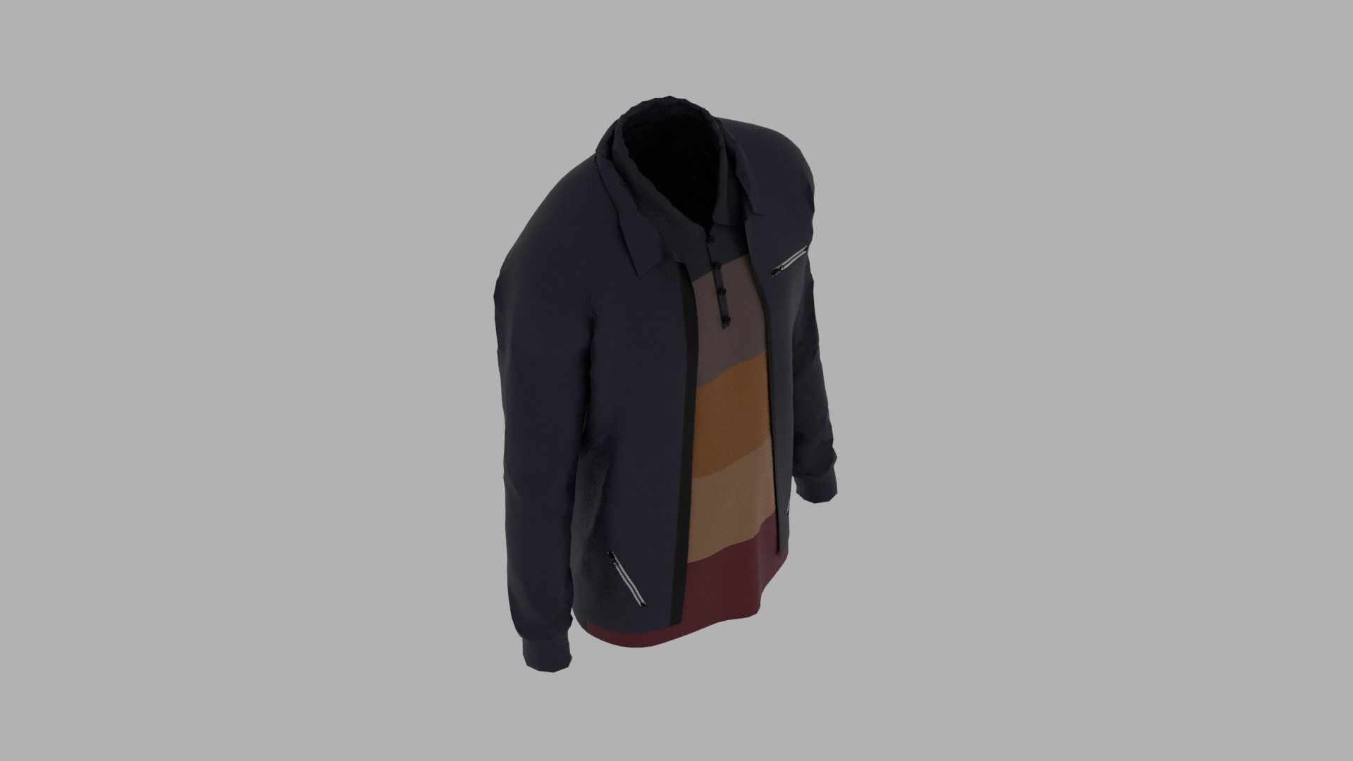 Jacket - T-shirt Low-poly 3D model_6