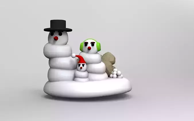 SNOWMAN FAMILY 3D MODEL