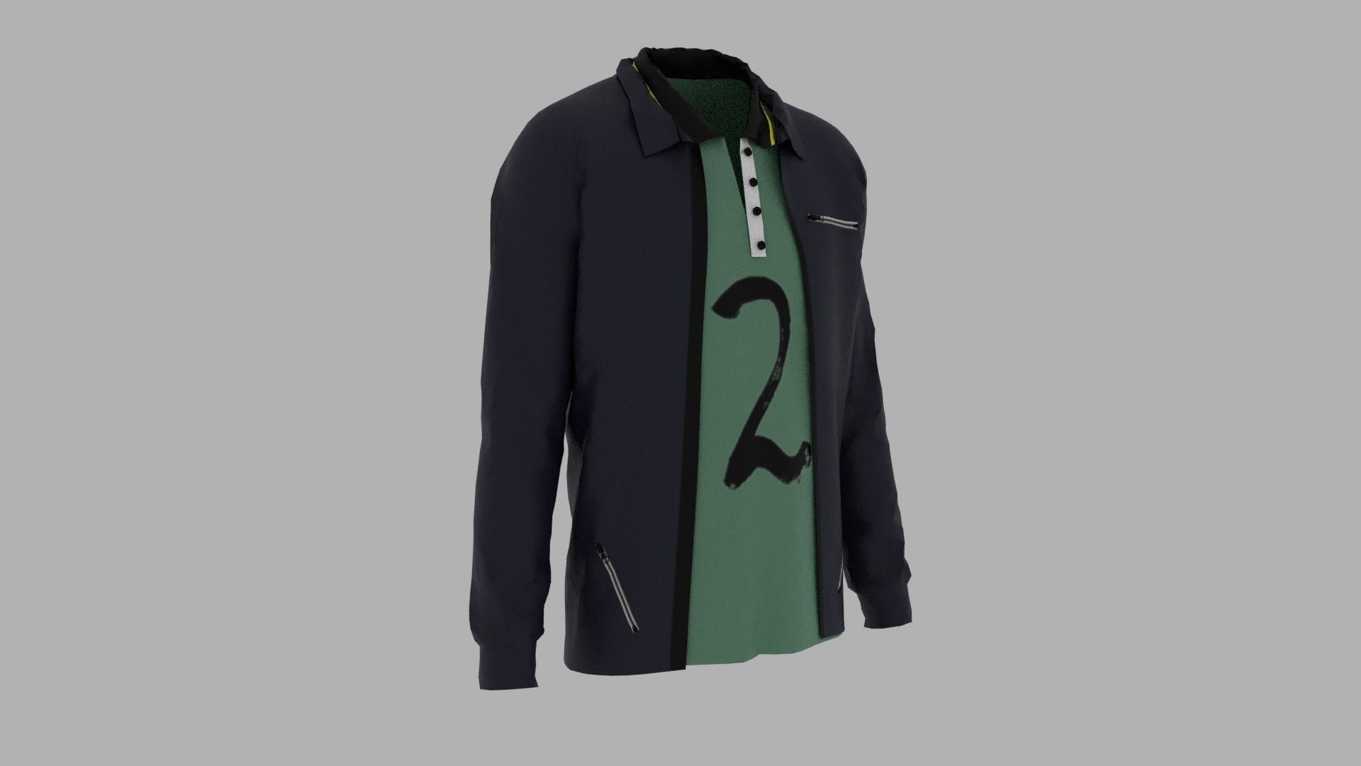 Jacket - T-shirt Low-poly 3D model_2