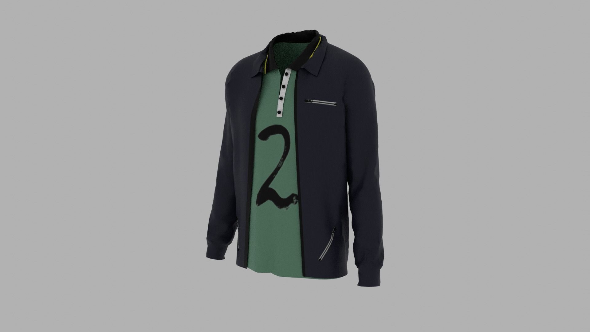 Jacket - T-shirt Low-poly 3D model_1