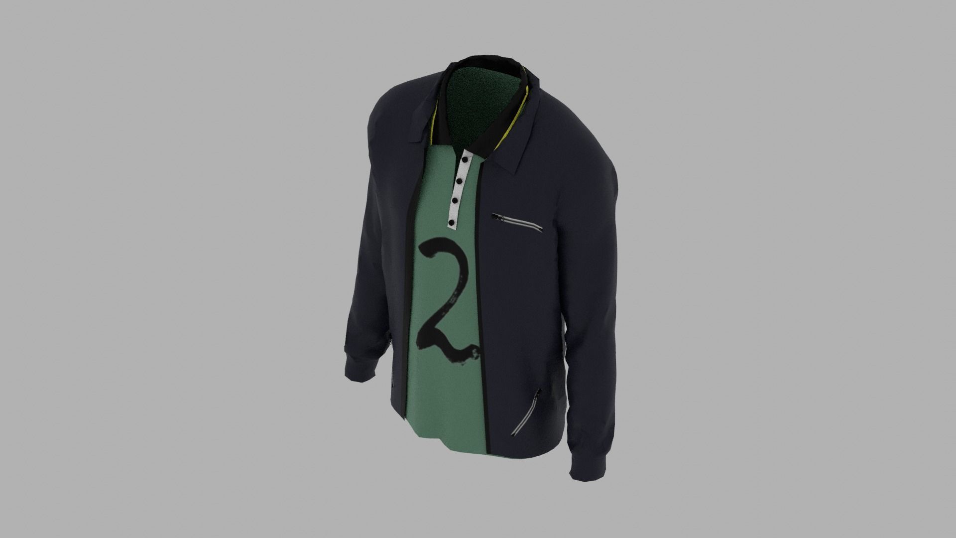 Jacket - T-shirt Low-poly 3D model_5