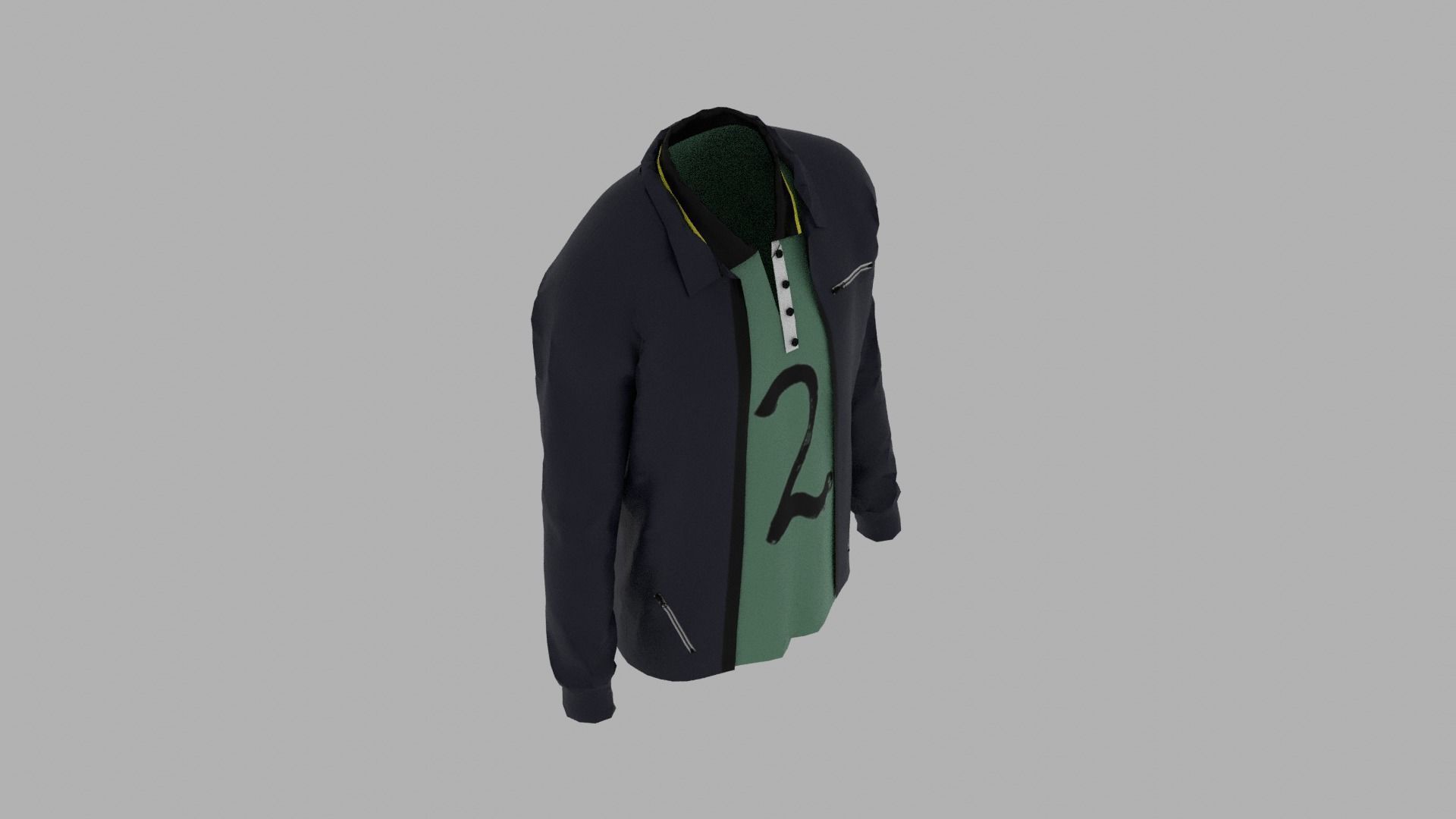Jacket - T-shirt Low-poly 3D model_6
