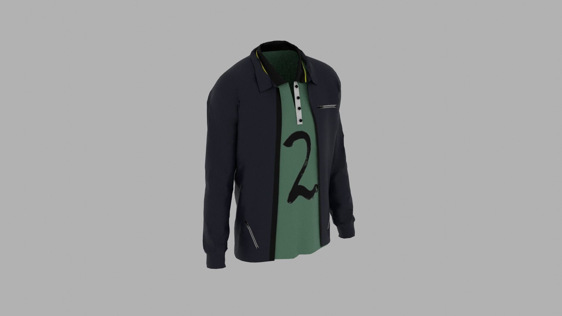 Jacket - T-shirt Low-poly 3D model_3