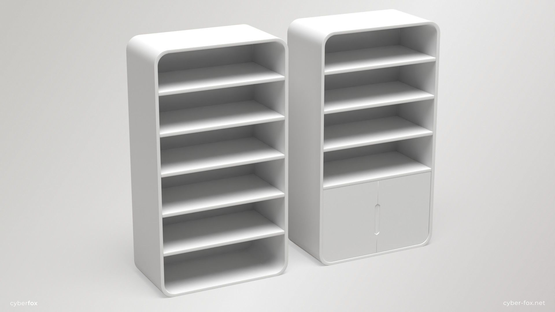 Shelves and Cabinets Furniture Set Low-poly 3D model_6