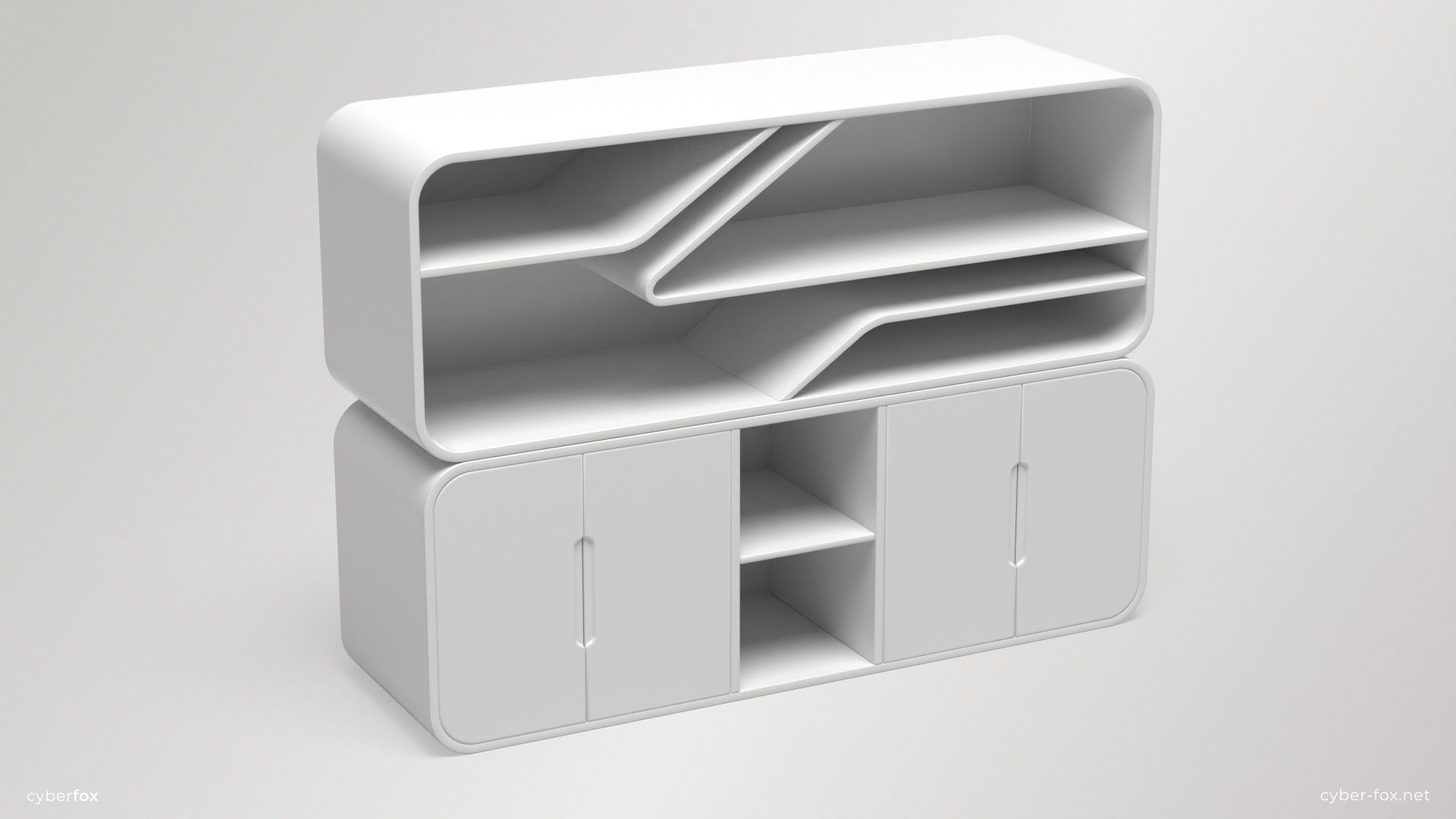 Shelves and Cabinets Furniture Set Low-poly 3D model_4