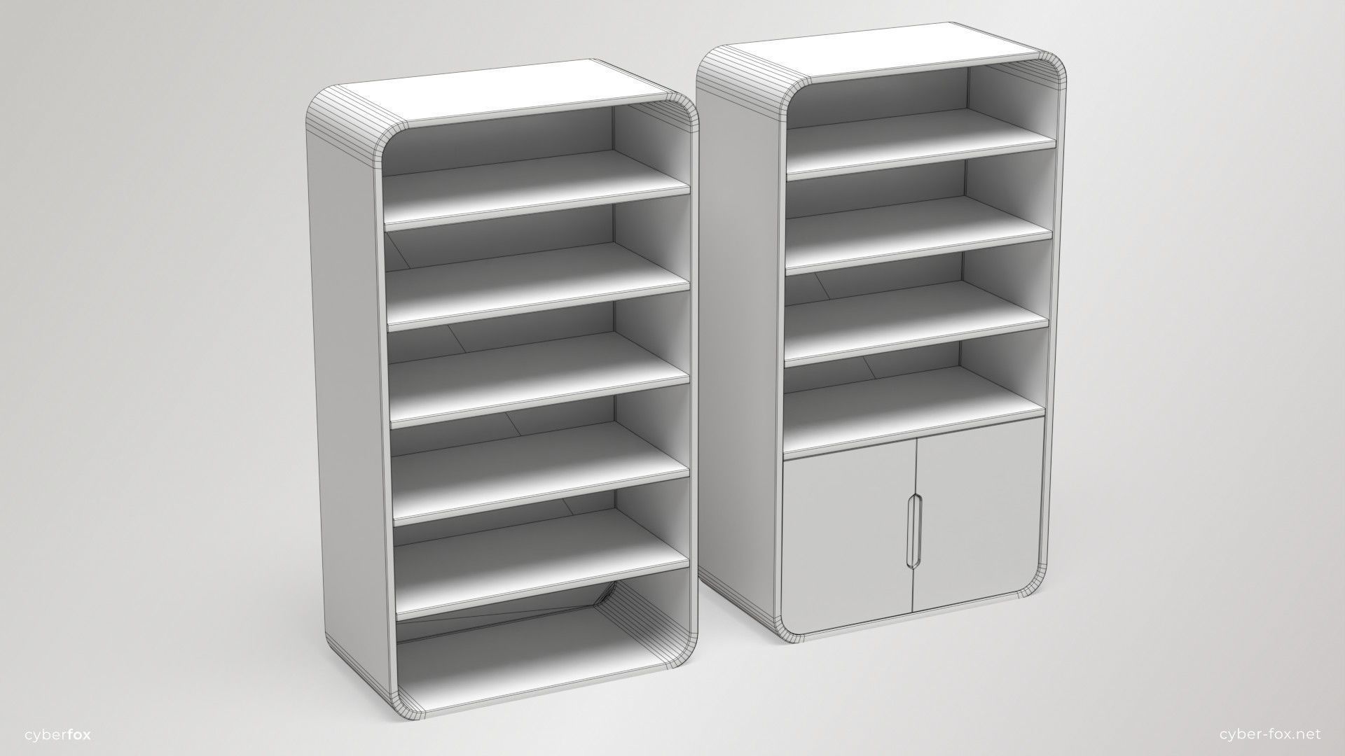 Shelves and Cabinets Furniture Set Low-poly 3D model_7