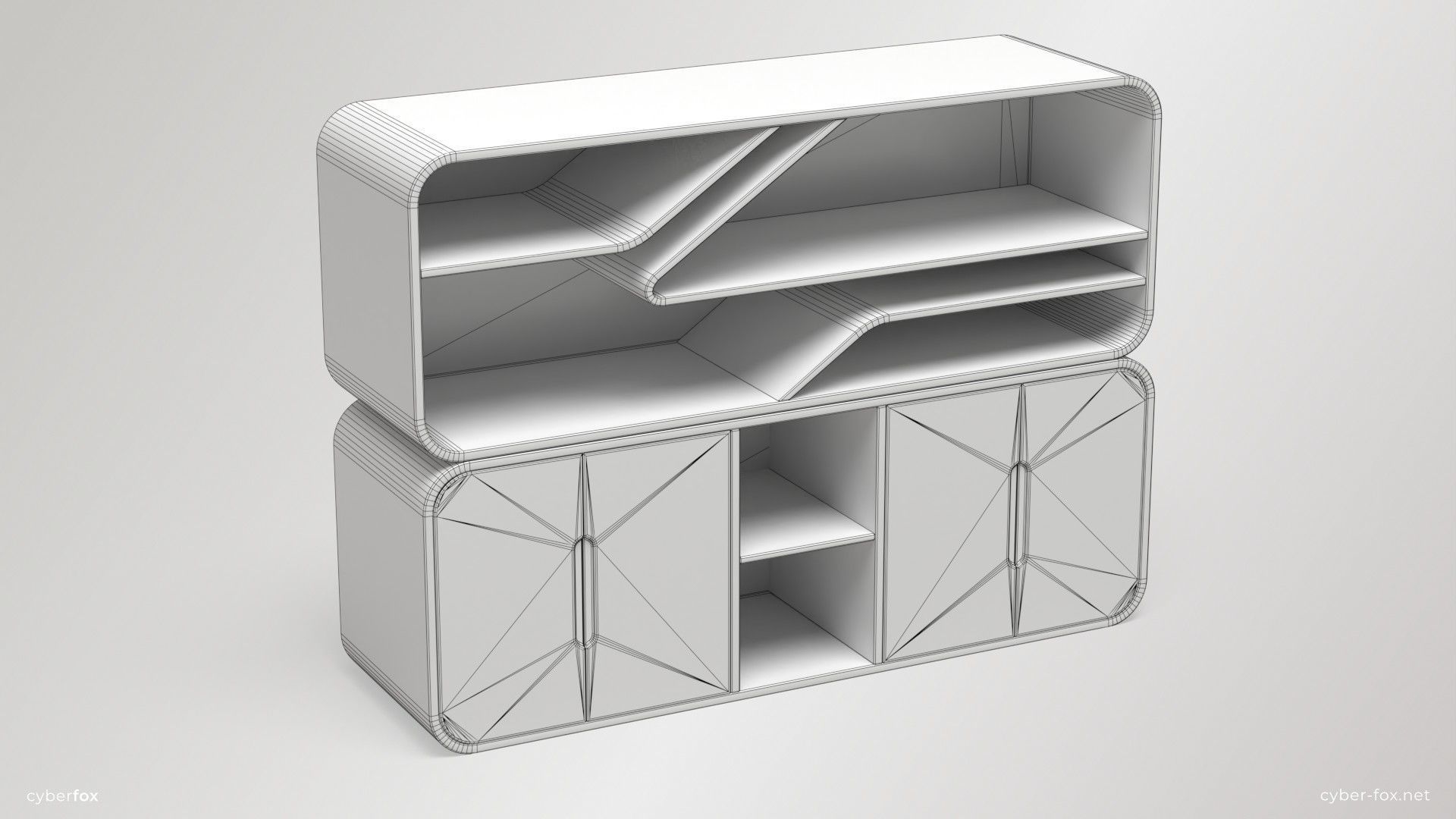 Shelves and Cabinets Furniture Set Low-poly 3D model_5