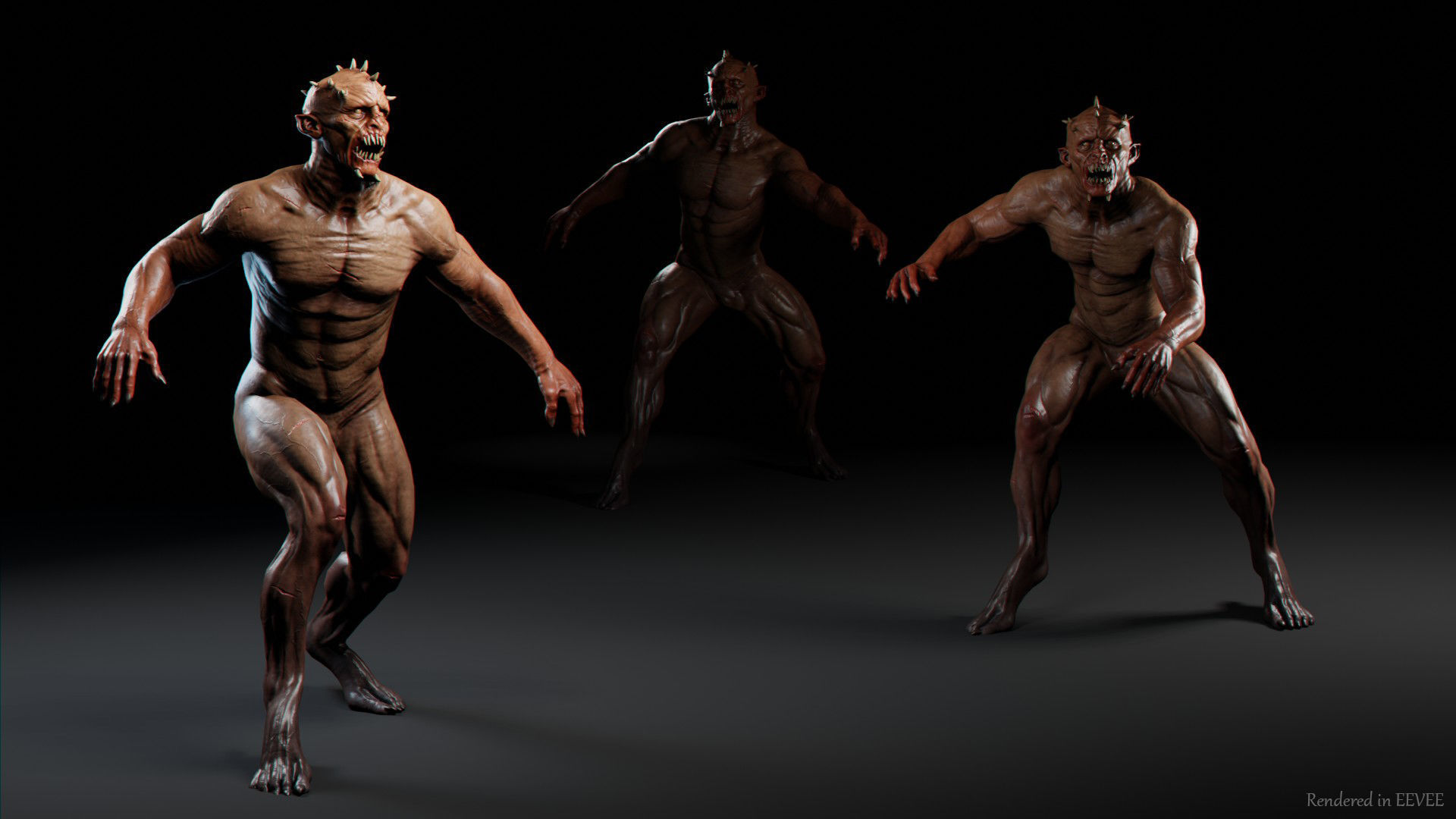 Mutant zombie Low-poly 3D model_5
