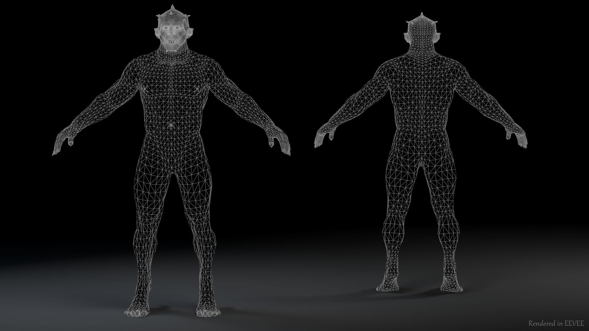 Mutant zombie Low-poly 3D model_7