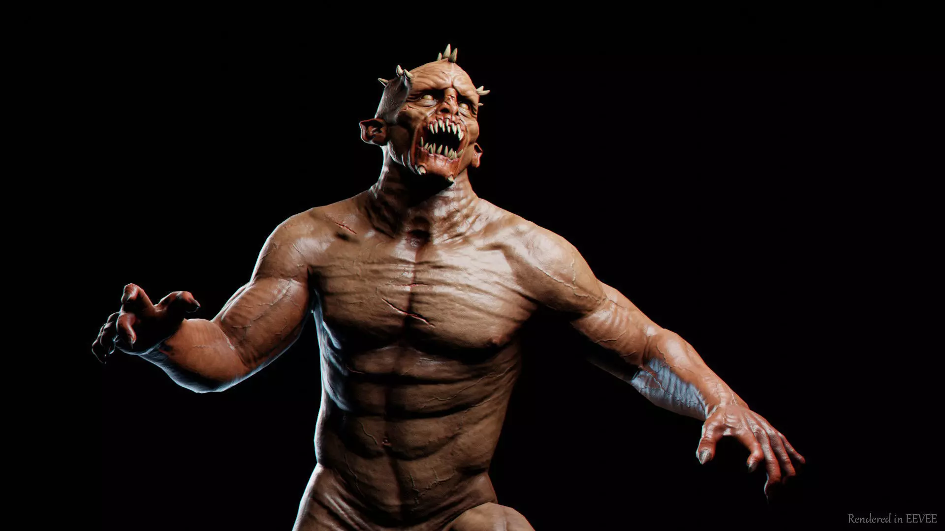 Mutant zombie Low-poly 3D model_0