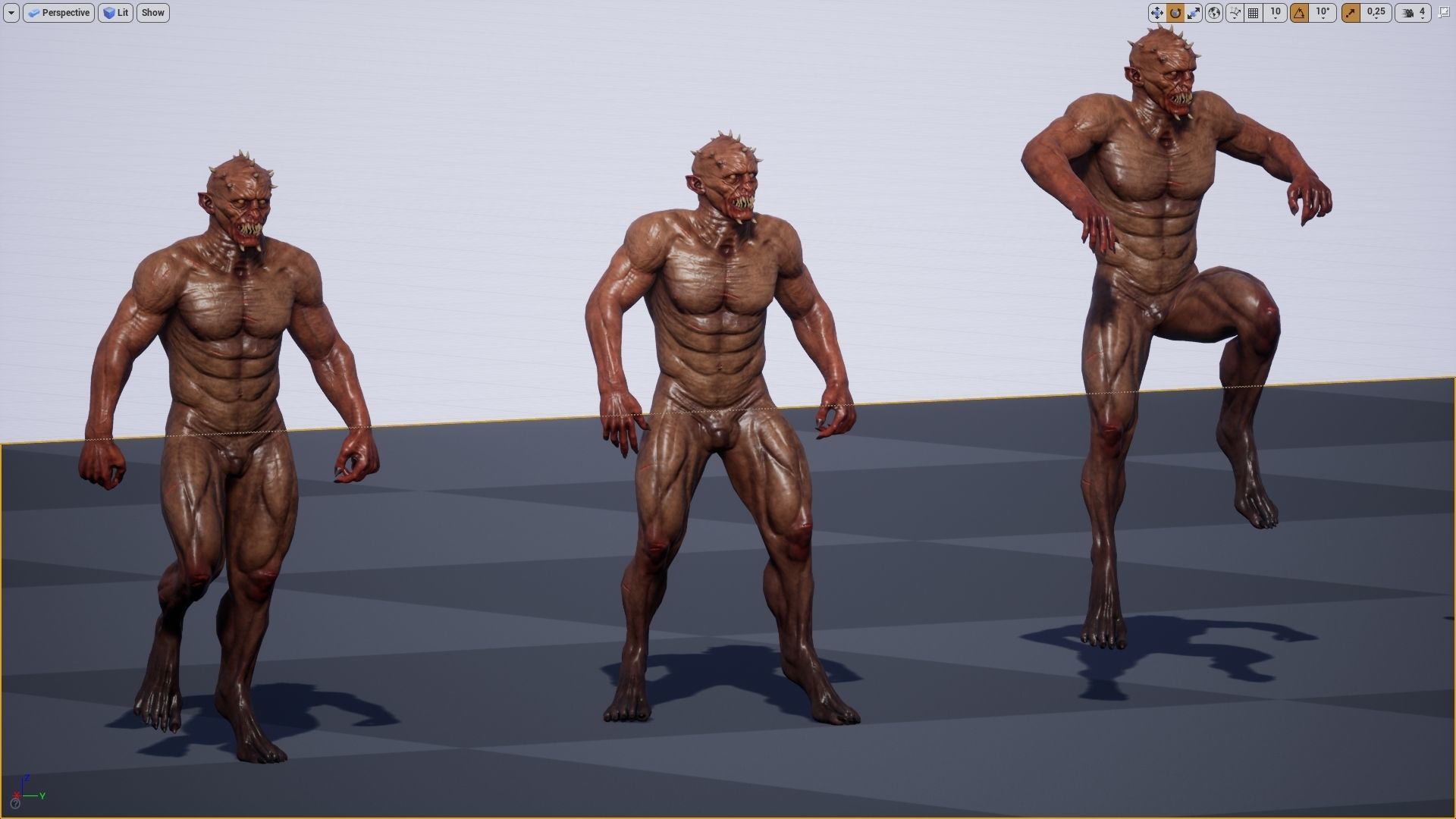 Mutant zombie Low-poly 3D model_8