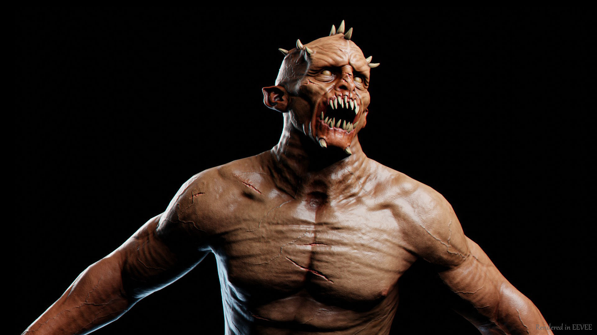 Mutant zombie Low-poly 3D model_4